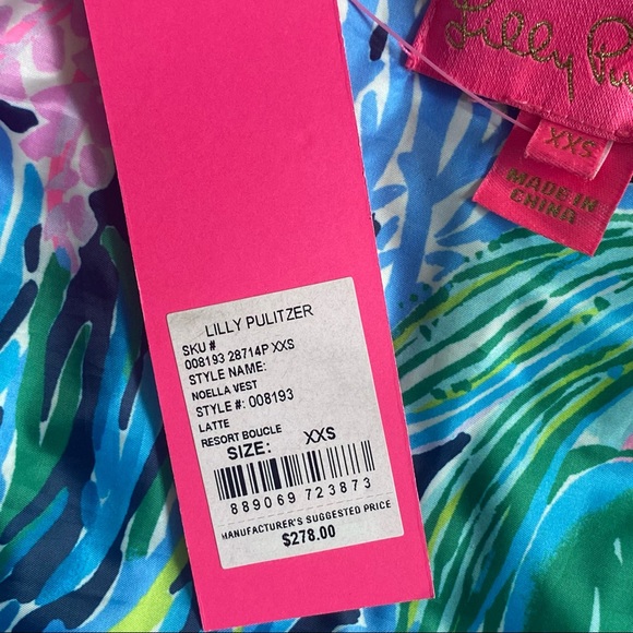 NWT Lilly Pulitzer Noella Vest in Latte (Tan & Cream) Resort Boucle, Size XXS - Picture 9 of 11